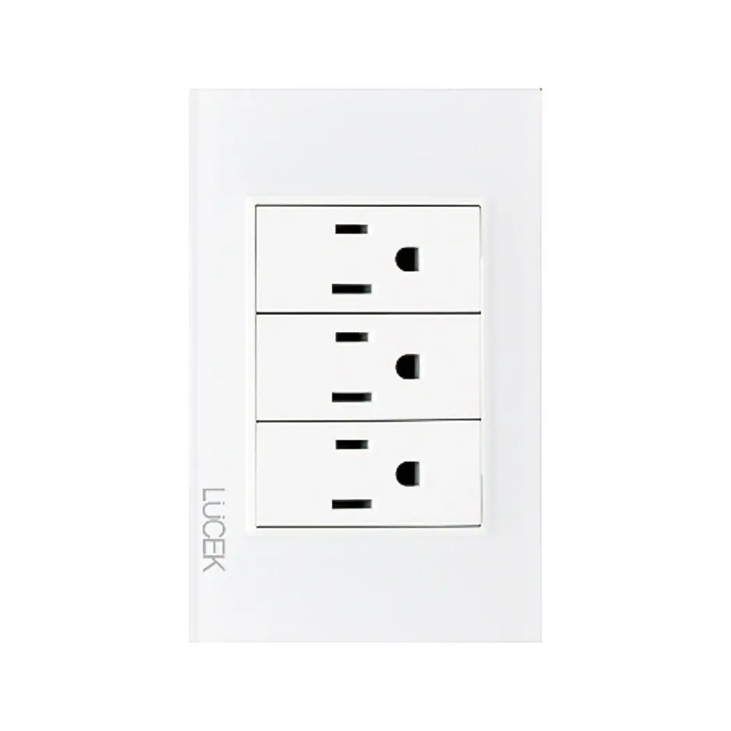 Placa Lucek Crystal C/3 Contactos Blanco/Blanco - La Nueva Eléctrica 1