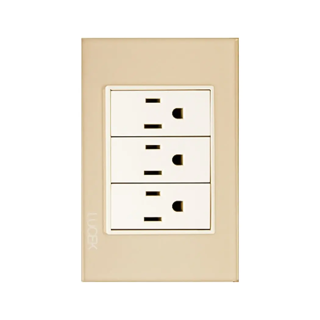 Placa Lucek Crystal C/3 Contactos Dorado/Marfil - La Nueva Eléctrica 1