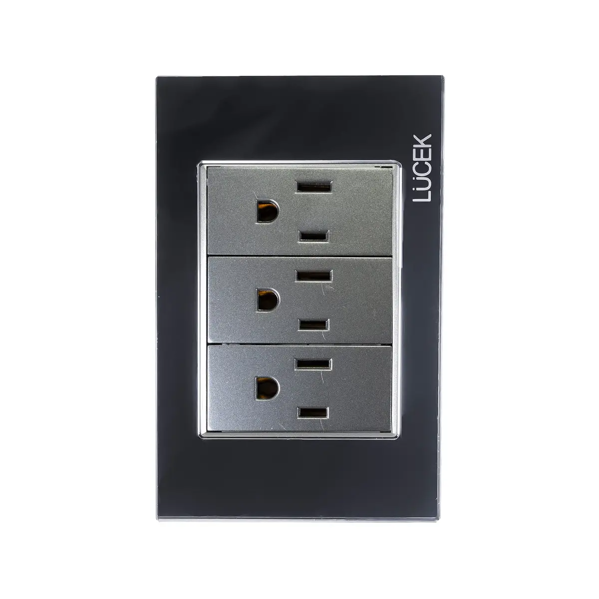 Placa Lucek 3 Contactos De 1 Módulo Cristal Espejo Negro - La Nueva Eléctrica 1