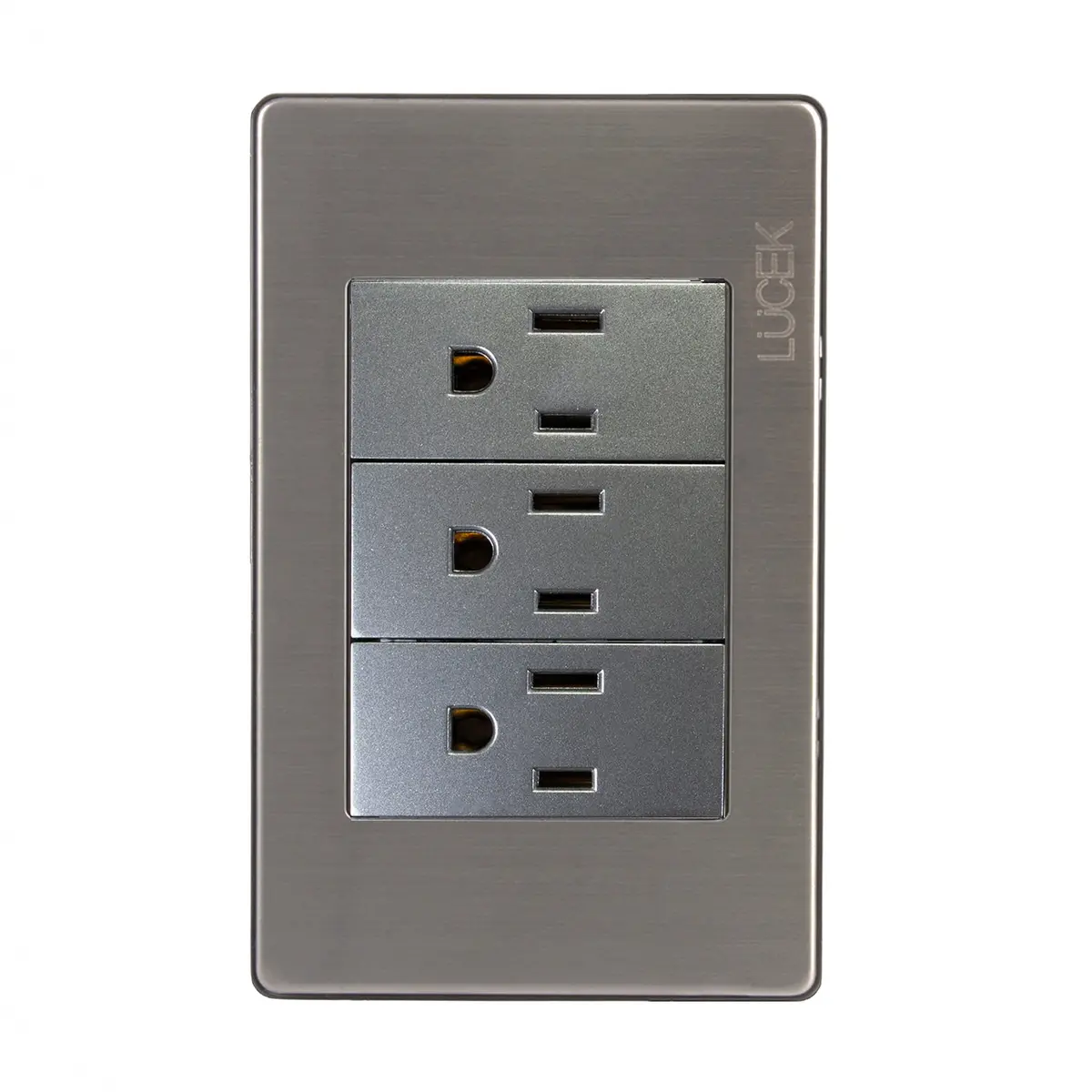 Placa Lucek Metal 3 Contactos Anodizado - La Nueva Eléctrica 1