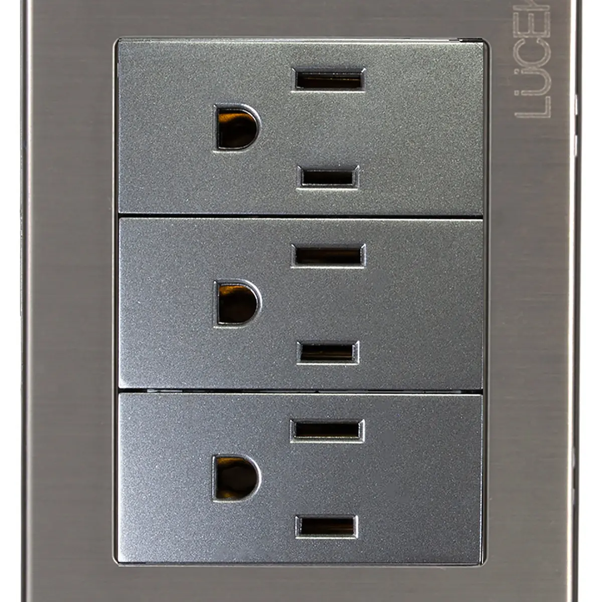 Placa Lucek Metal 3 Contactos Anodizado - La Nueva Eléctrica 2