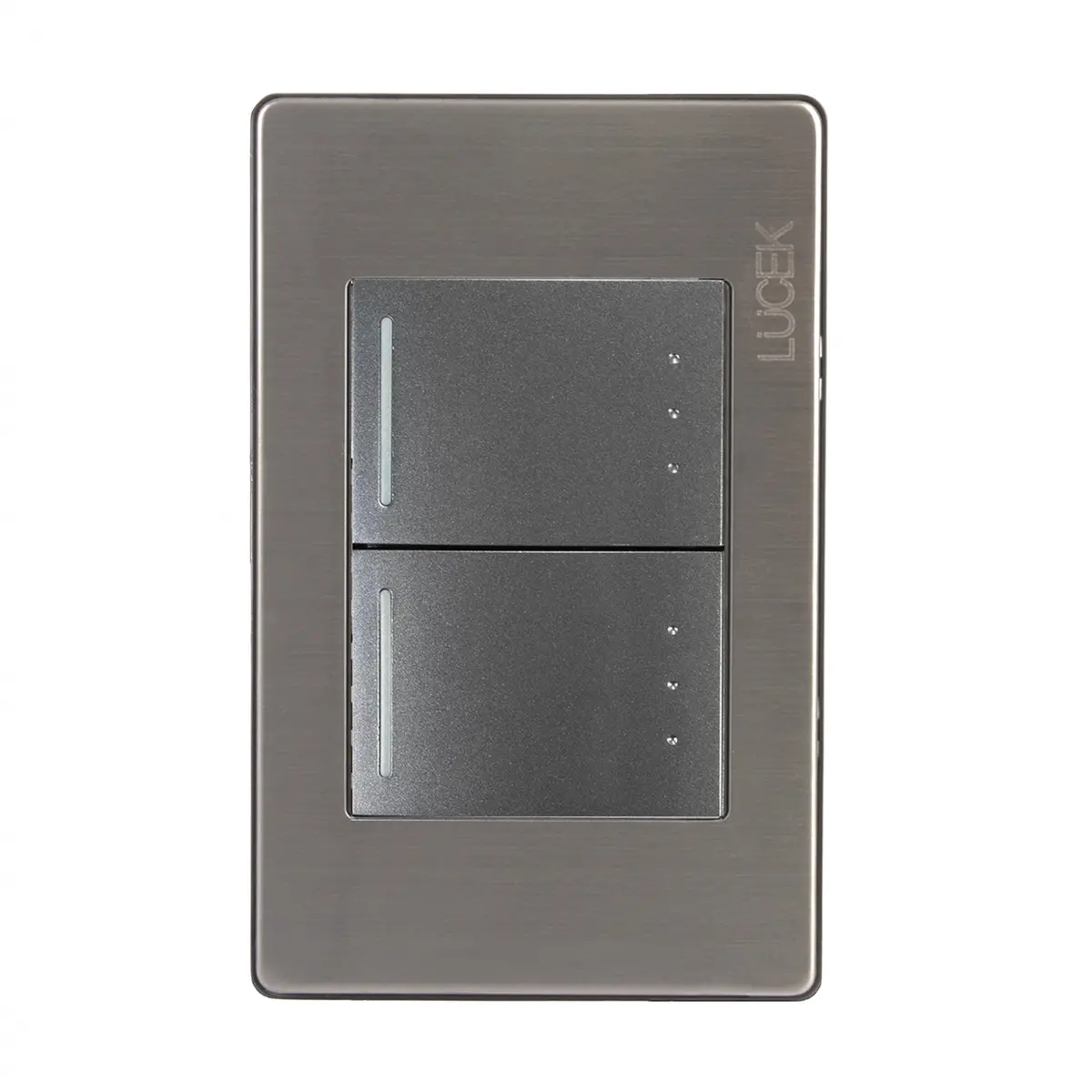 Placa Lucek Metálica Con 2 Apagadores De Escalera 1.5 Módulo - La Nueva Eléctrica 1