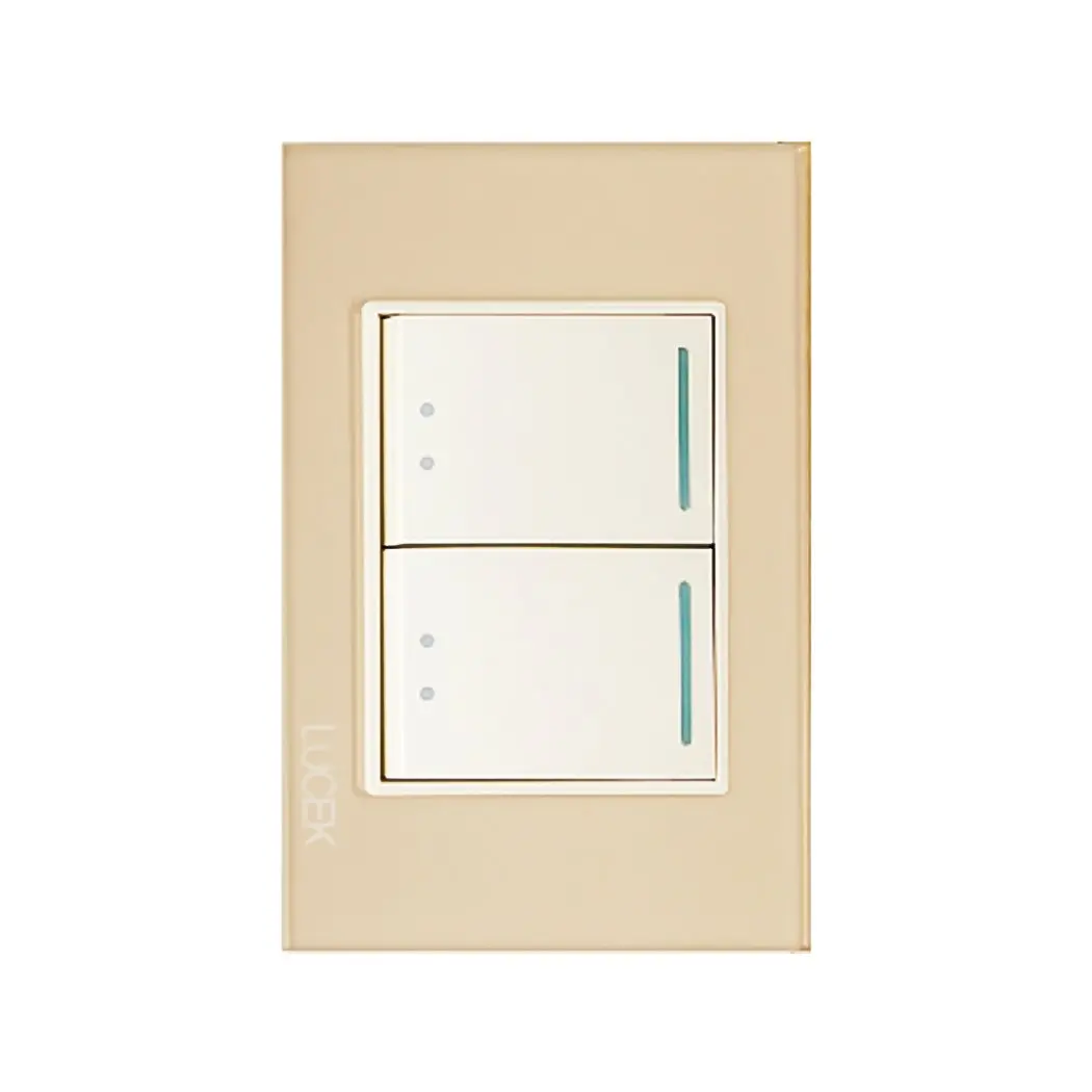Placa Lucek Crystal C/2 Apagadores Escalera Dorado/Marfil - La Nueva Eléctrica 1