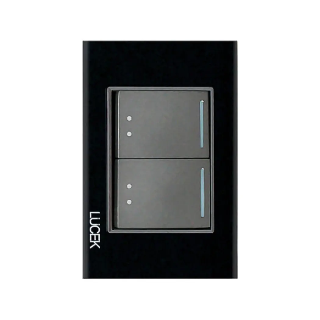 Placa Lucek Crystal C/2 Apagadores Escalera Negro/Negro - La Nueva Eléctrica 1