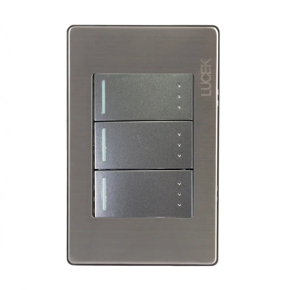Placa Lucek Metálica Con 3 Apagadores De Escalera 1 V Anodizado - La Nueva Eléctrica 1