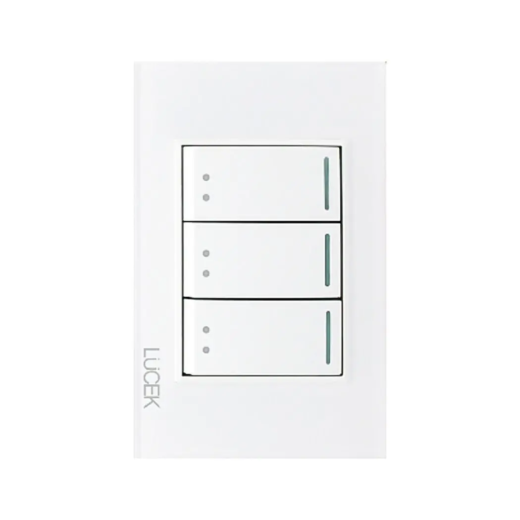 Placa Lucek Crystal C/3 Apagadores Escalera Blanco/Blanco - La Nueva Eléctrica 1