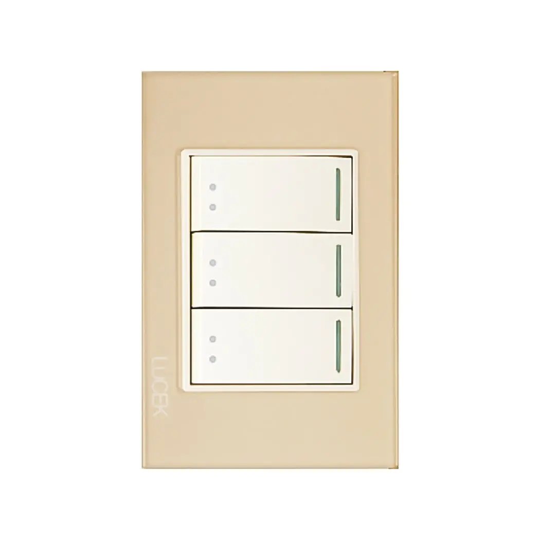 Placa Lucek Crystal C/3 Apagadores Escalera Dorado/Marfil - La Nueva Eléctrica 1