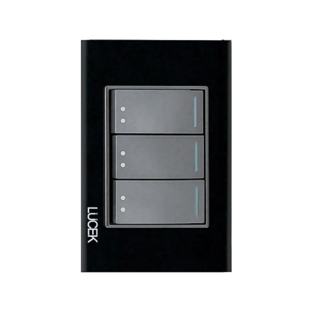 Placa Lucek Crystal C/3 Apagadores Escalera Negro/Negro - La Nueva Eléctrica 1