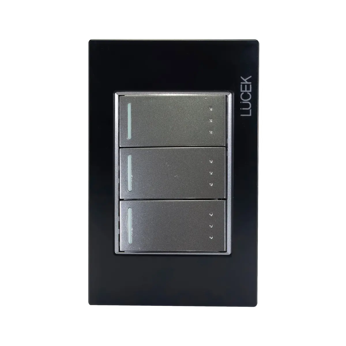 Placa Lucek Colors C/3 Apagadores Escalera Negro - La Nueva Eléctrica 1