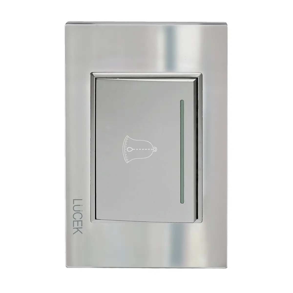 Placa Lucek Botón Timbre Cristal Espejo Plata - La Nueva Eléctrica 1