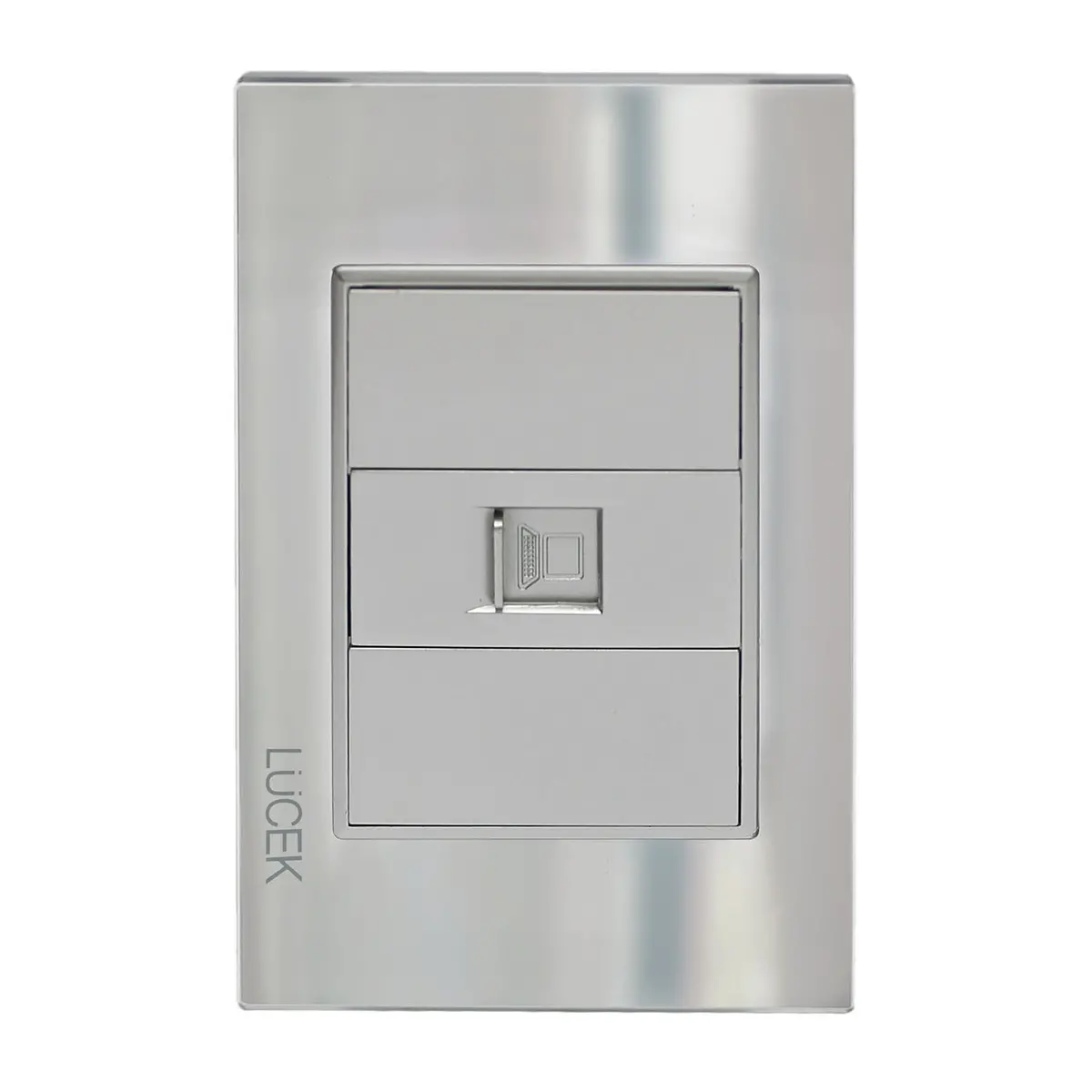 Placa Lucek Toma Utp Cristal Espejo Plata - La Nueva Eléctrica 1