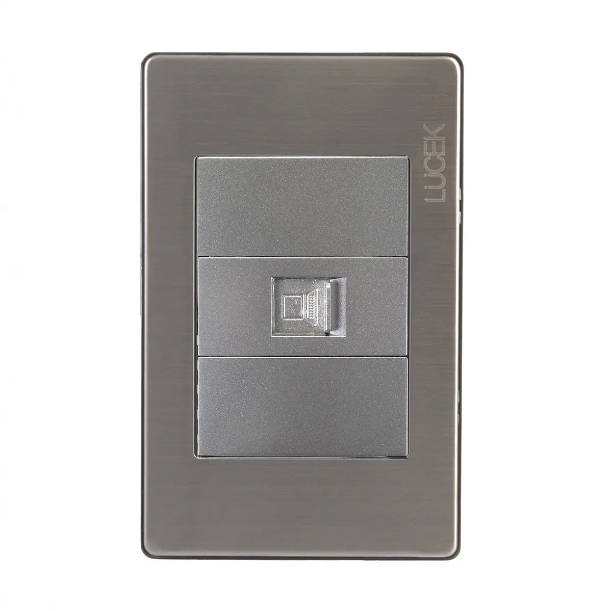 Placa Lucek Metálica Plateado Jack Rj45 - La Nueva Eléctrica 1
