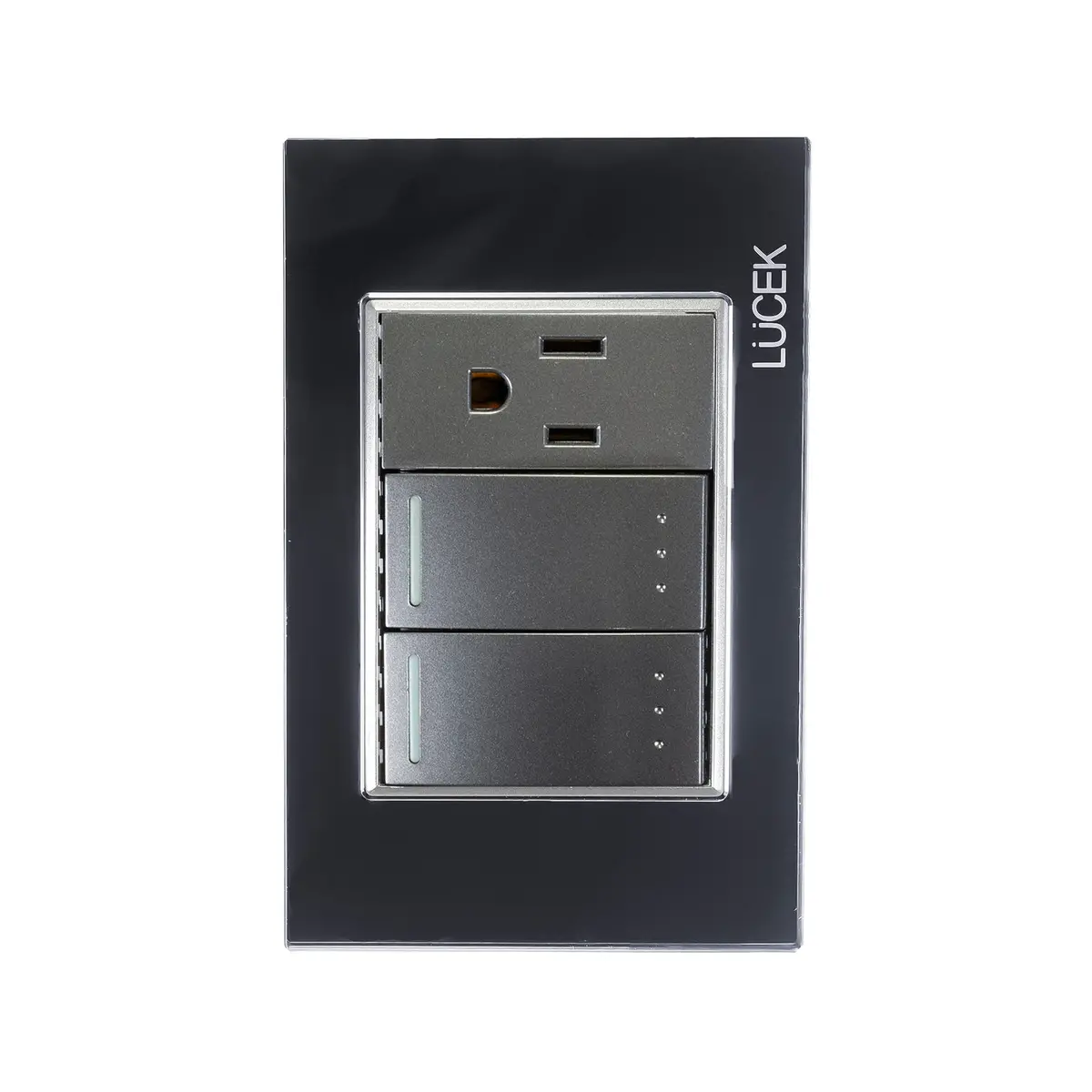 Placa Lucek 2 Apagadores Escalera Y 1 Contacto De 1 Módulo Cristal Espejo - La Nueva Eléctrica 1
