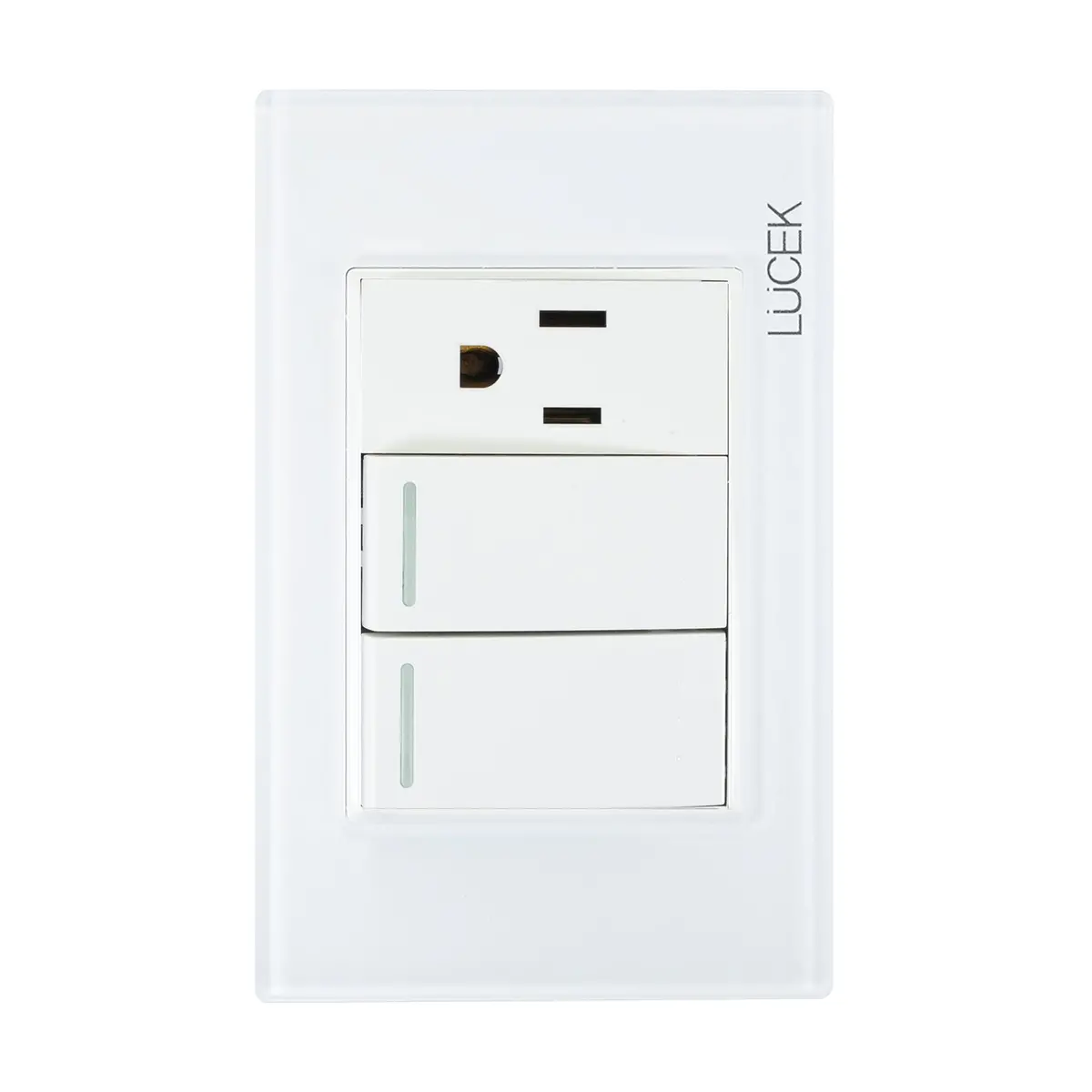 Placa Lucek Colors C/2 Apagadores Escalera Y 1 Contacto Blanco - La Nueva Eléctrica 1