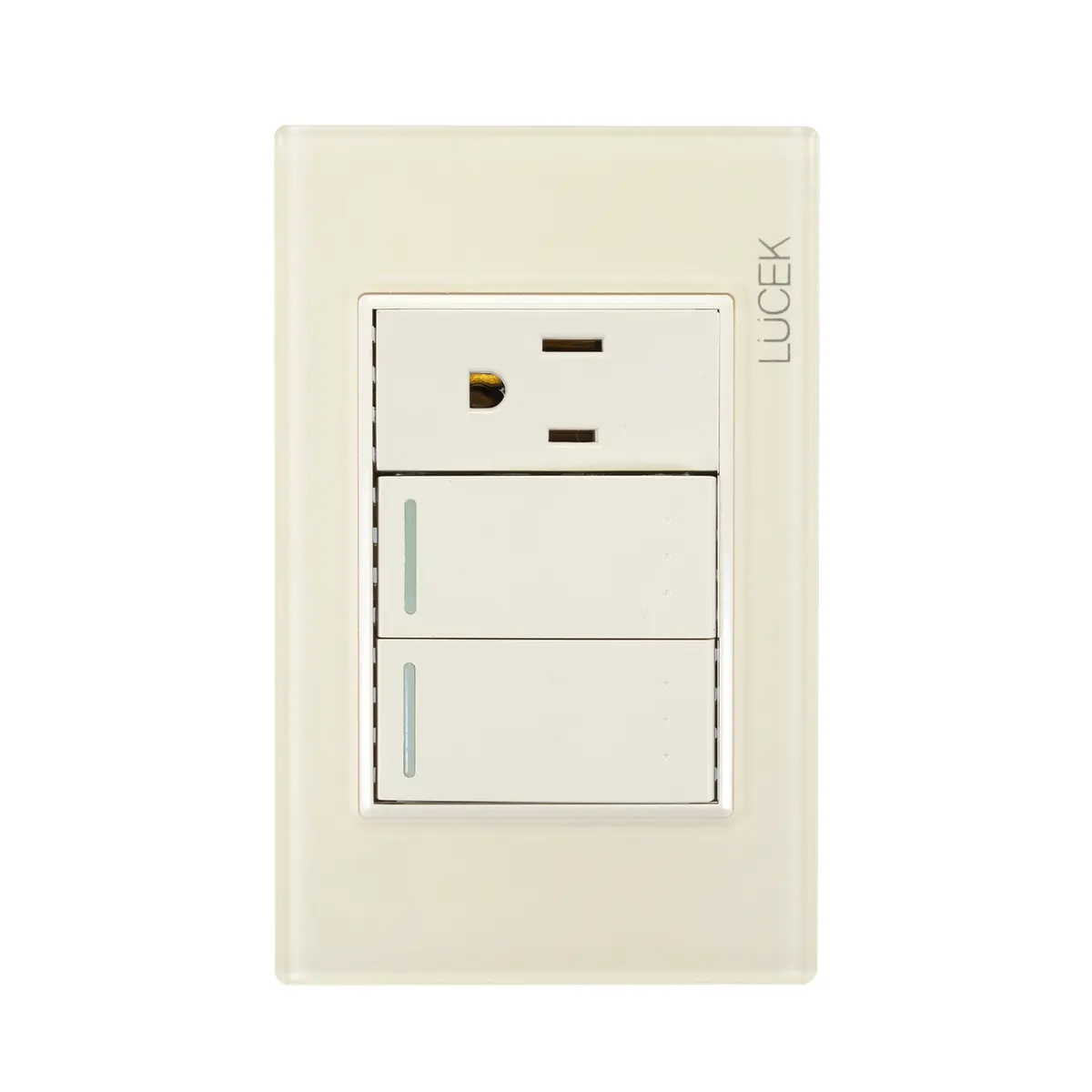 Placa Lucek Colors C/2 Apagadores Escalera Y 1 Contacto Hueso - La Nueva Eléctrica 1