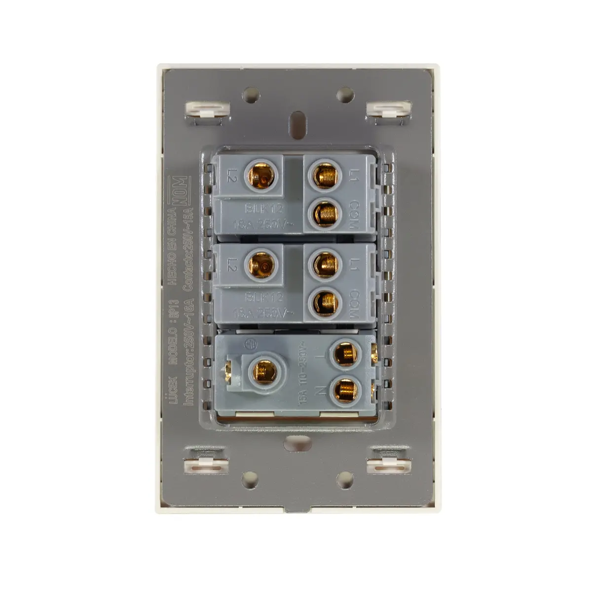 Placa Lucek Colors C/2 Apagadores Escalera Y 1 Contacto Hueso - La Nueva Eléctrica 2
