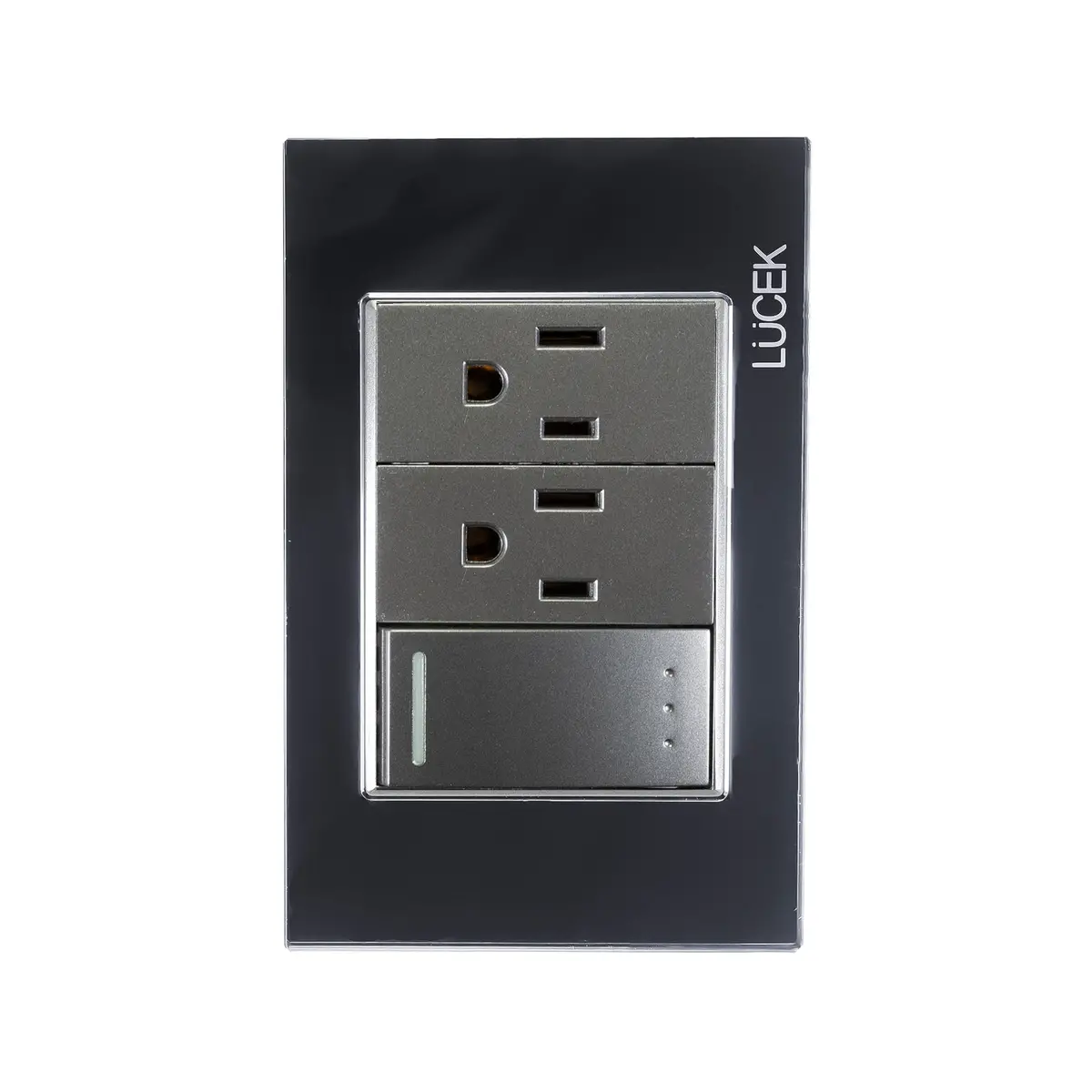 Placa Lucek 1 Apagador Escalera Y 2 Contactos De 1 Módulo Cristal Espejo - La Nueva Eléctrica 1