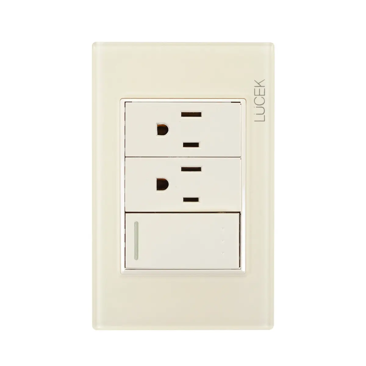 Placa Lucek Colors Apagadores Escalera Y 2 Contactos Hueso - La Nueva Eléctrica 1