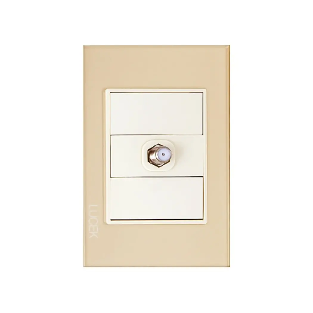 Placa Lucek Crystal Toma Coaxial Dorado/Marfil - La Nueva Eléctrica 1