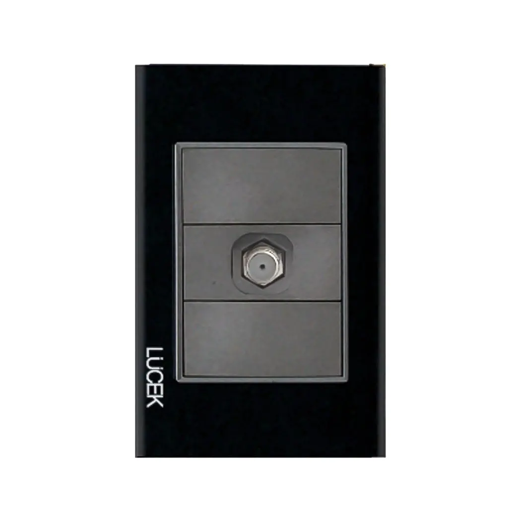 Placa Lucek Crystal Toma Coaxial Negro/Negro - La Nueva Eléctrica 1