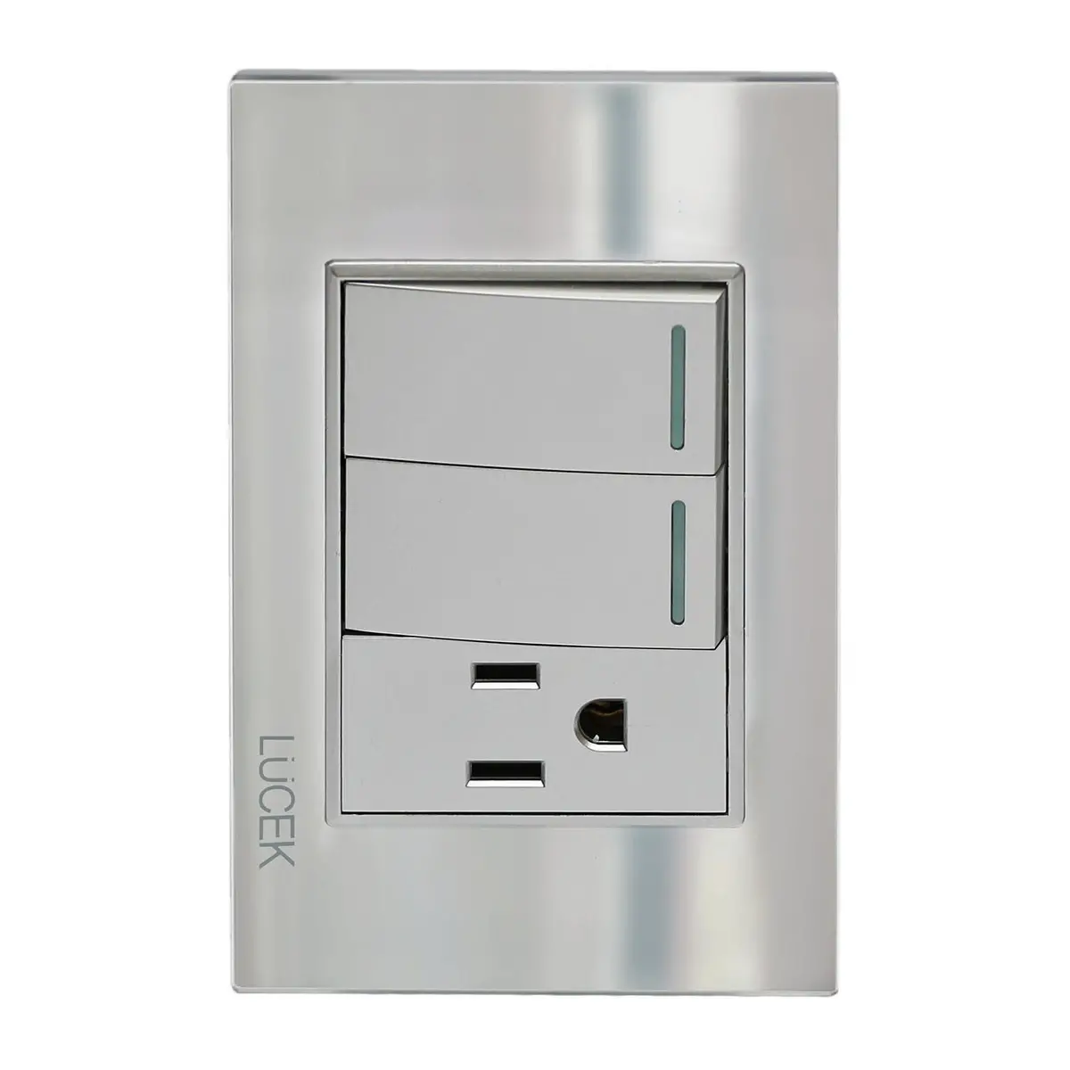 Placa Lucek 2 Apagadores Sencillos 1 Contacto Cristal Espejo - La Nueva Eléctrica 1
