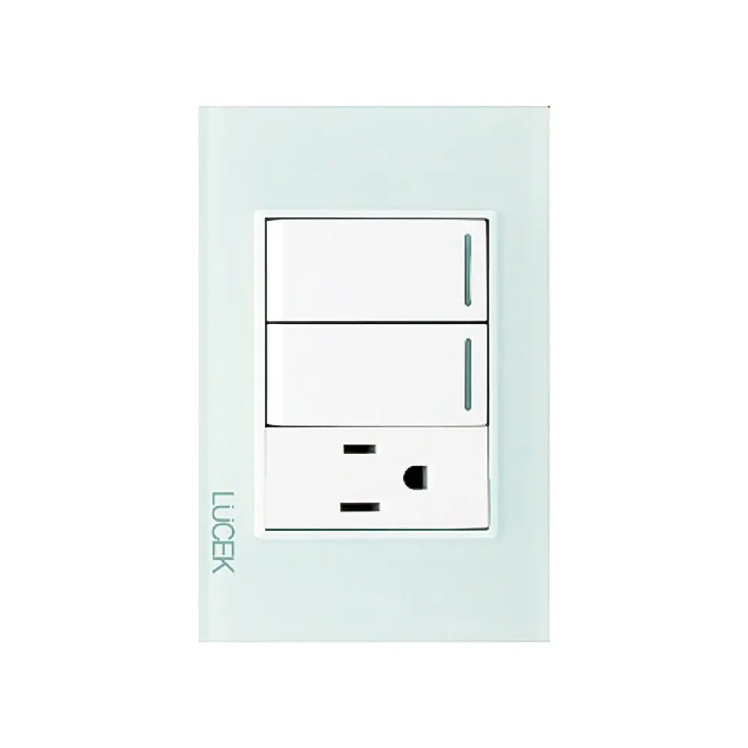 Placa Lucek Crystal C/2 Apagadores Y 1 Contacto Dorado/Marfil - La Nueva Eléctrica 1