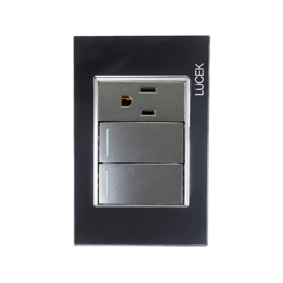 Placa Lucek 2 Apagadores Sencillos Y 1 Contacto De 1 Módulo - La Nueva Eléctrica 1