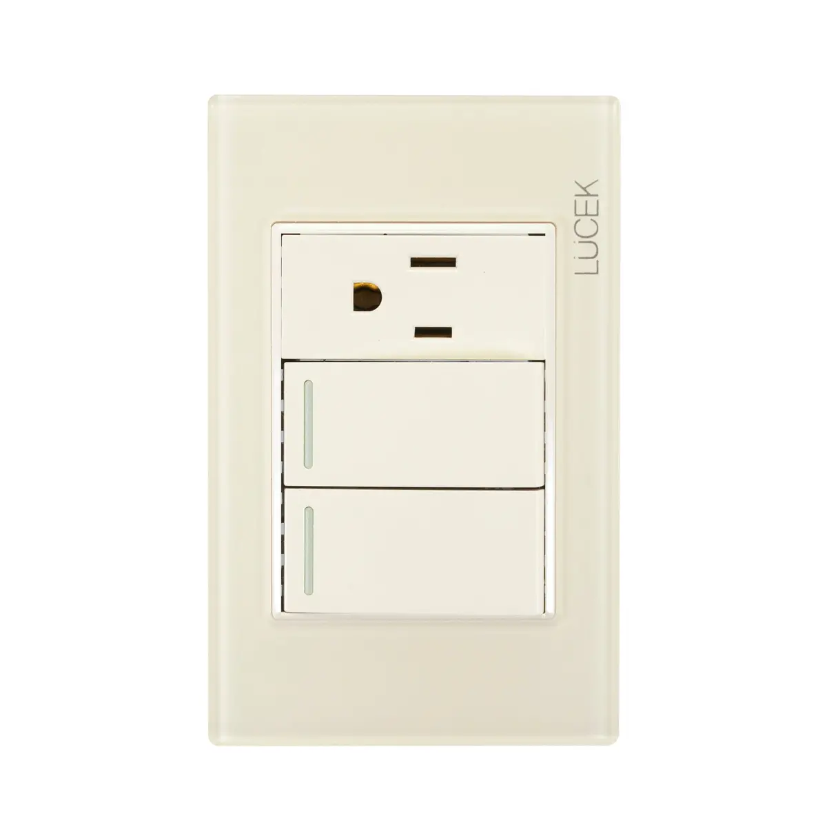Placa Lucek Colors C/2 Apagadores Sencillos Y 1 Contacto Hueso - La Nueva Eléctrica 1