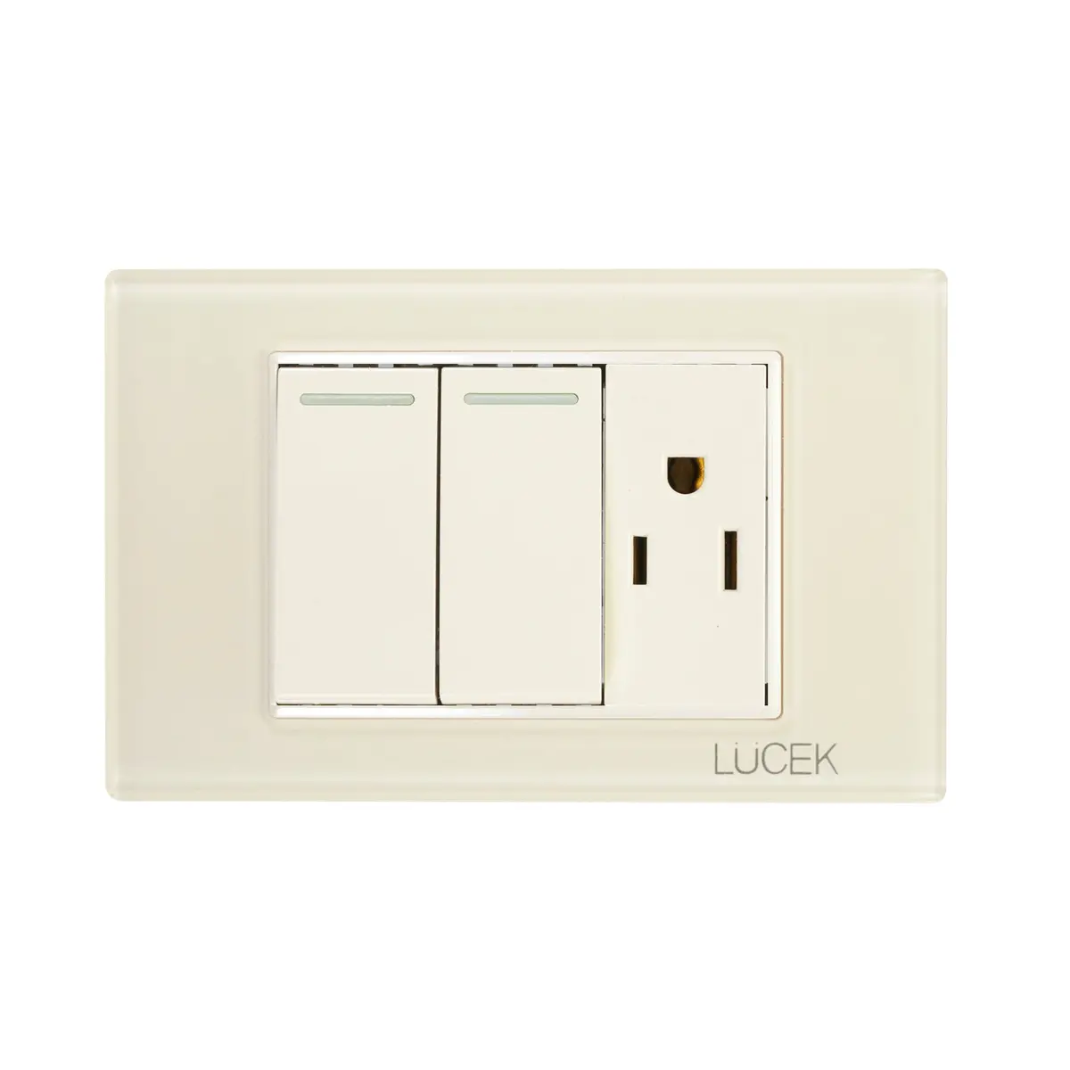 Placa Lucek Colors C/2 Apagadores Sencillos Y 1 Contacto Negro - La Nueva Eléctrica 1