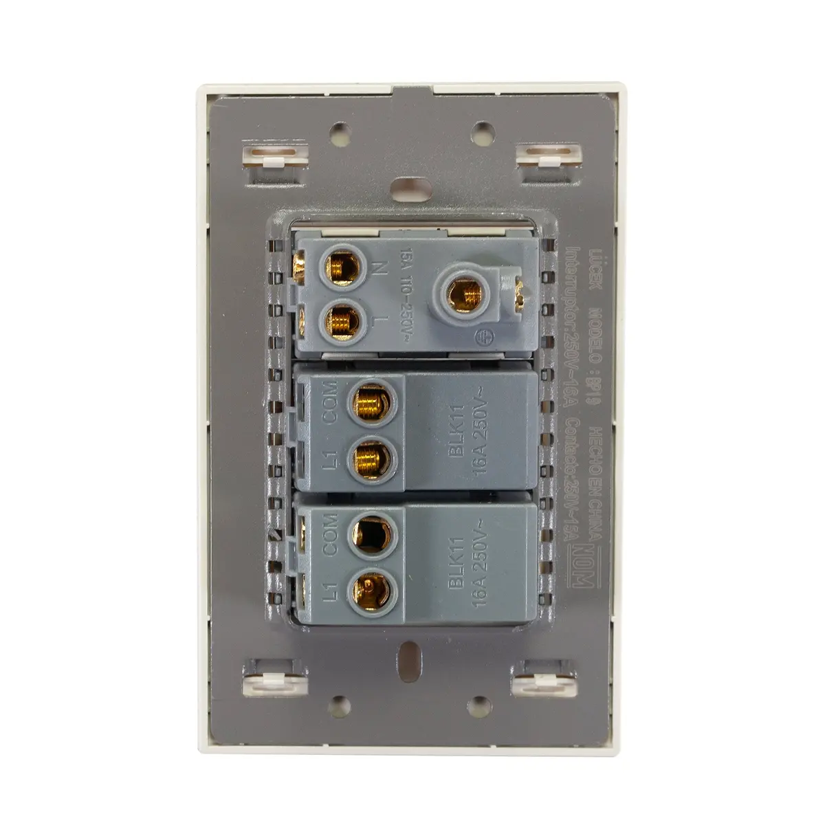Placa Lucek Colors C/2 Apagadores Sencillos Y 1 Contacto Negro - La Nueva Eléctrica 2
