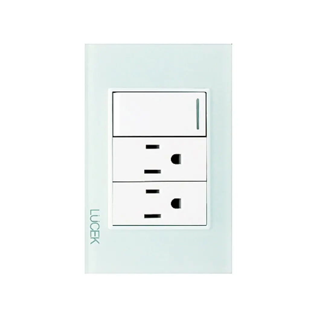 Placa Lucek Crystal C/2 Contactos Y 1 Apagador Crystal/Blanco - La Nueva Eléctrica 2