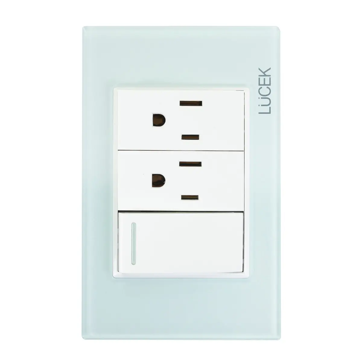 Placa Lucek Crystal C/2 Contactos Y 1 Apagador Crystal/Blanco - La Nueva Eléctrica 1