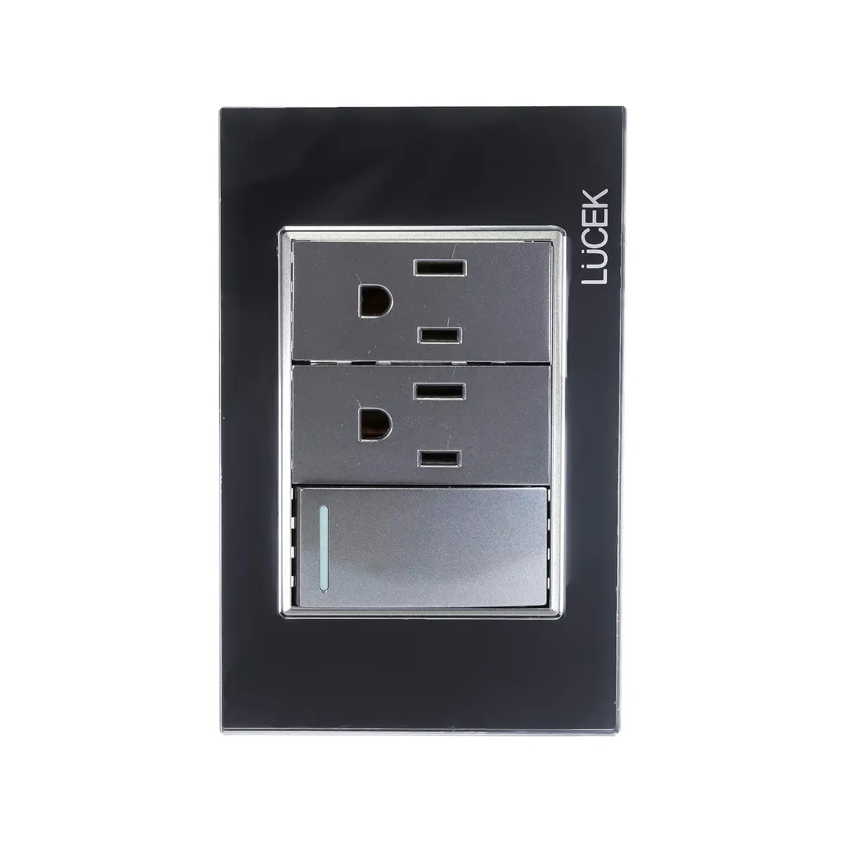Placa Lucek 1 Apagador Sencillo Y 2 Contactos De 1 Módulo Cristal Espejo - La Nueva Eléctrica 1