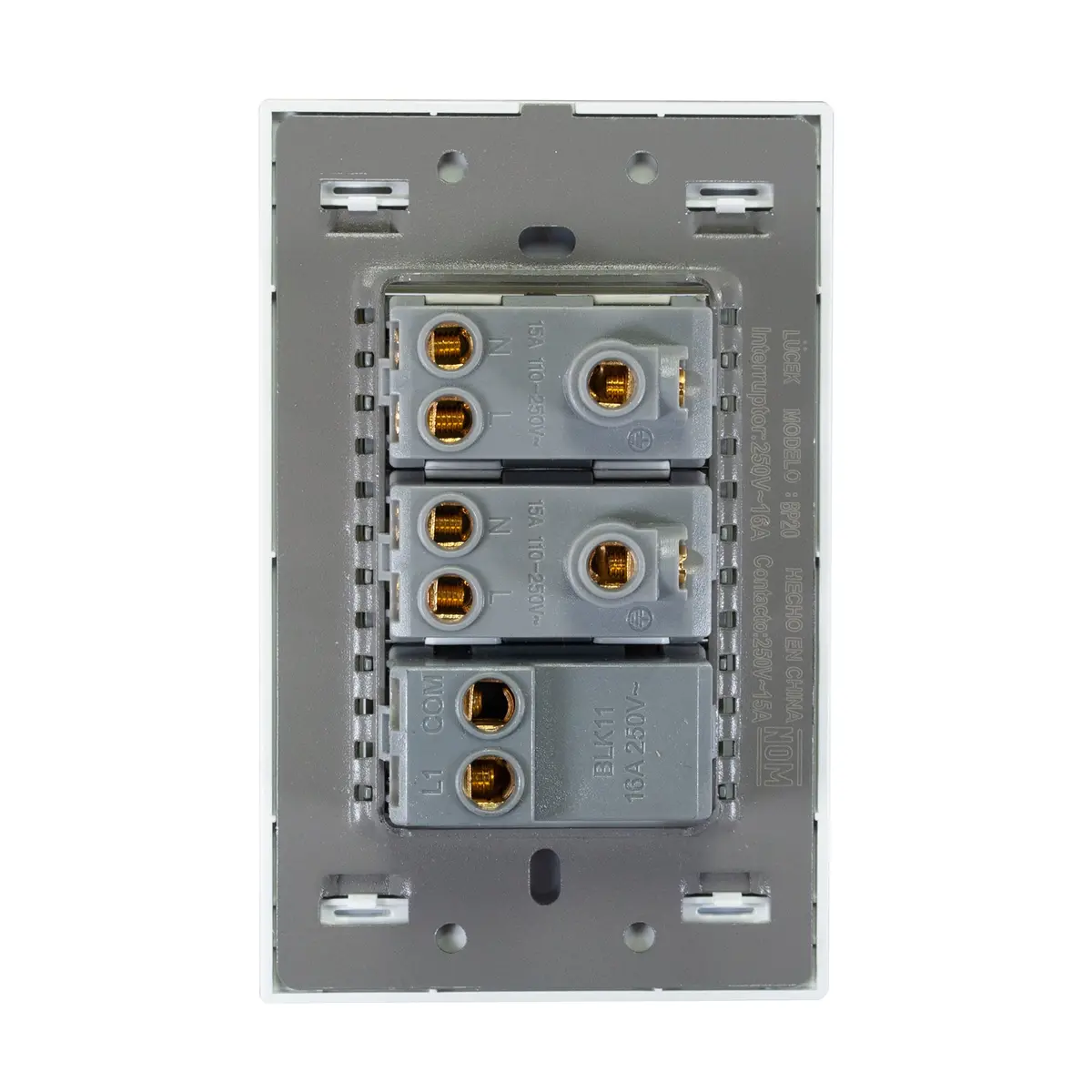 Placa Lucek Colors Apagador Sencillo Y 2 Contactos Blanco - La Nueva Eléctrica 2