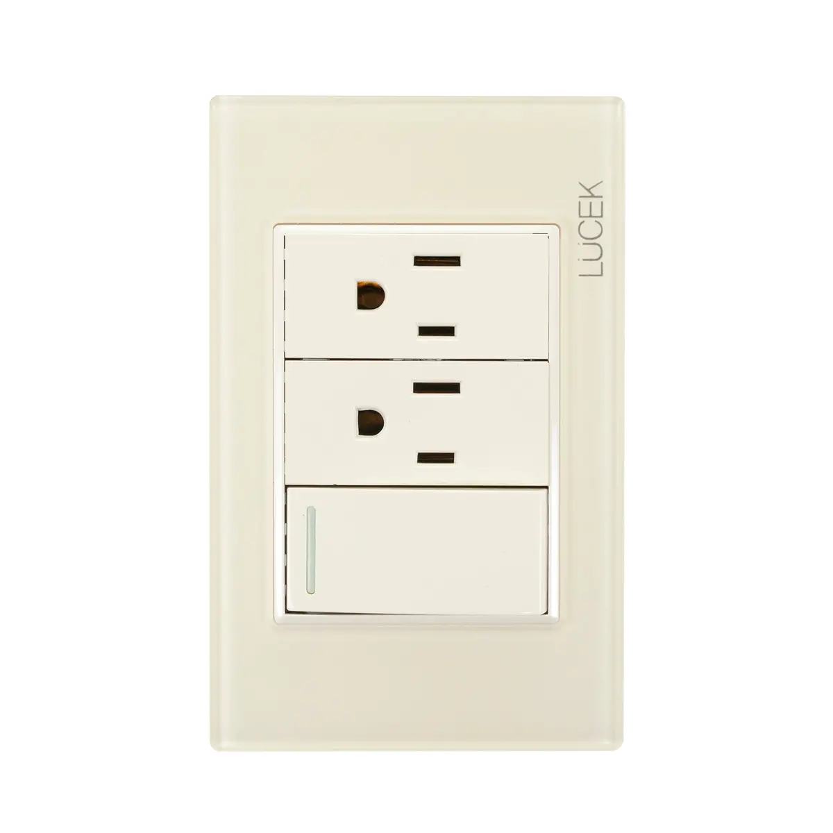 Placa Lucek Colors Apagador Sencillo Y 2 Contactos Hueso - La Nueva Eléctrica 1