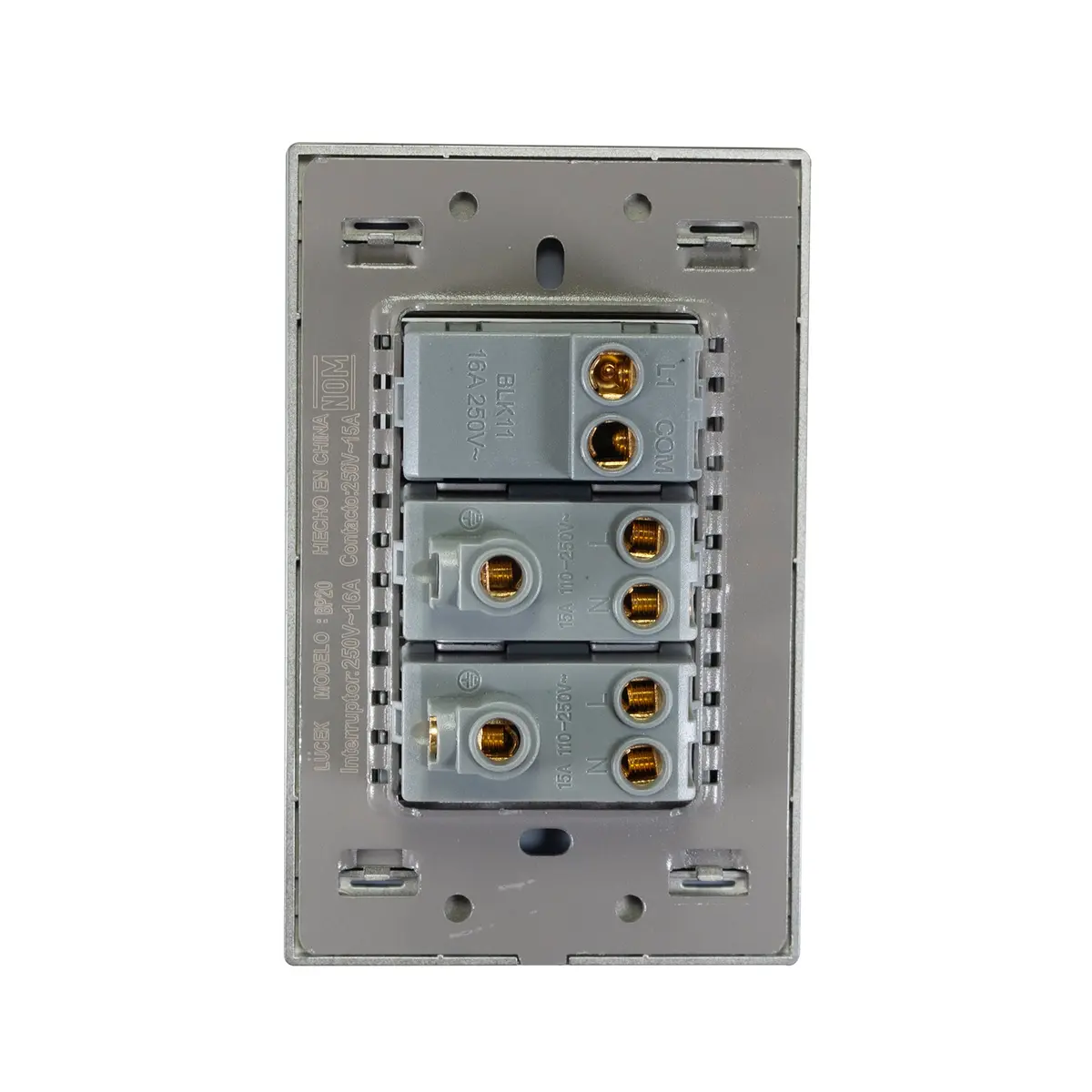 Placa Lucek Colors Apagador Sencillo Y 2 Contactos Negro - La Nueva Eléctrica 2