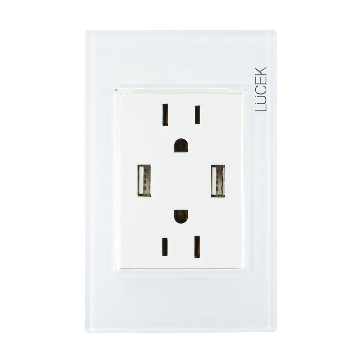 Placa Lucek Colors C/2 Contactos Y 2 Entradas Usb Blanco - La Nueva Eléctrica 1