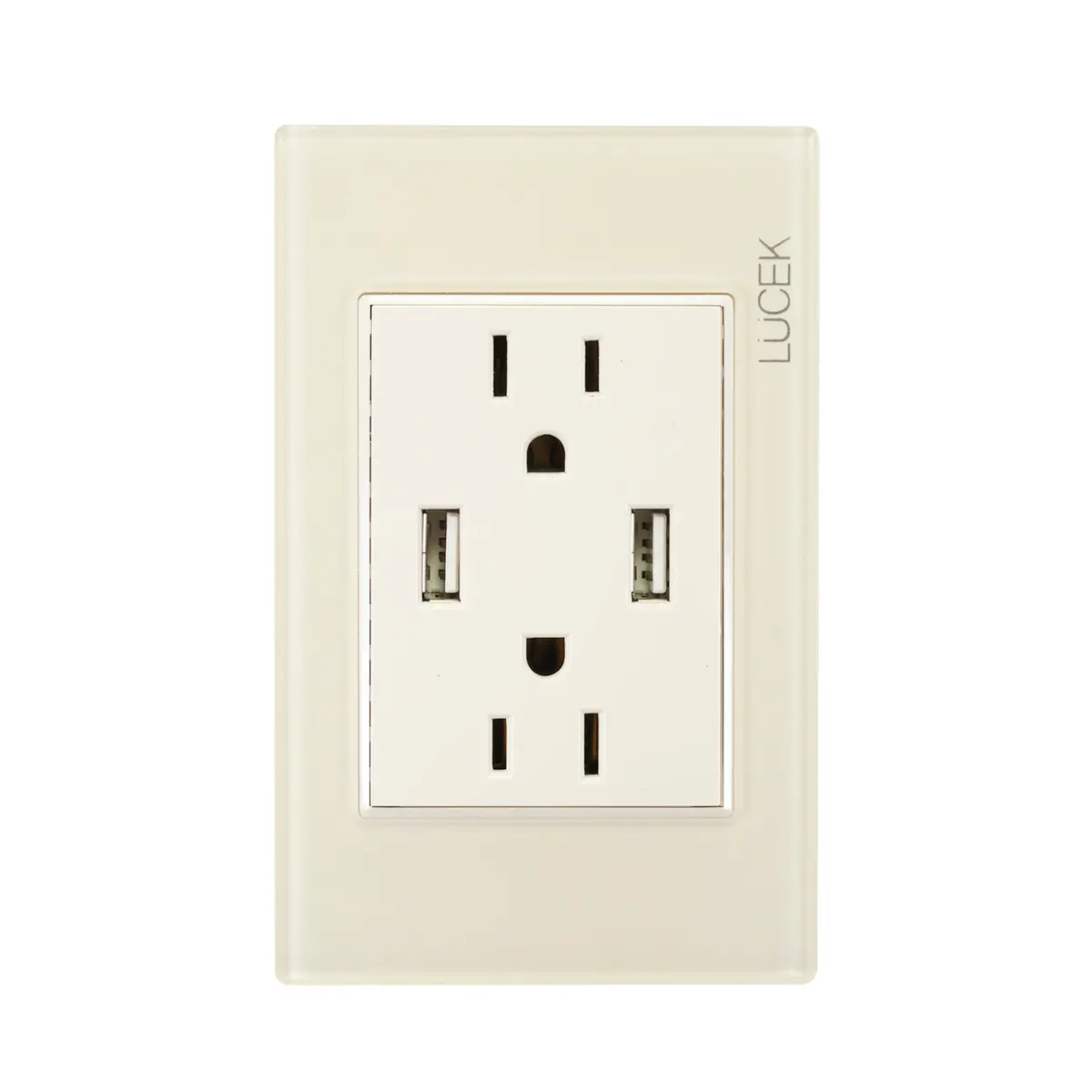 Placa Lucek Colors C/2 Contactos Y 2 Entradas Usb Hueso - La Nueva Eléctrica 1