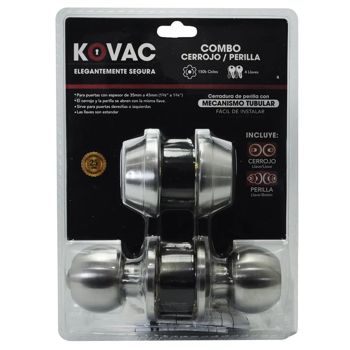 Combo Perilla Tubular/Cerrojo Llave/Llave Acero Inoxidable - La Nueva Eléctrica 1
