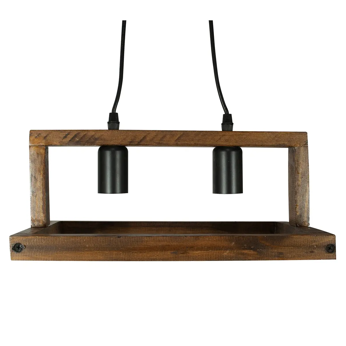 Candil Eco Vintage Riel 2 Luces Madera American - La Nueva Eléctrica 1