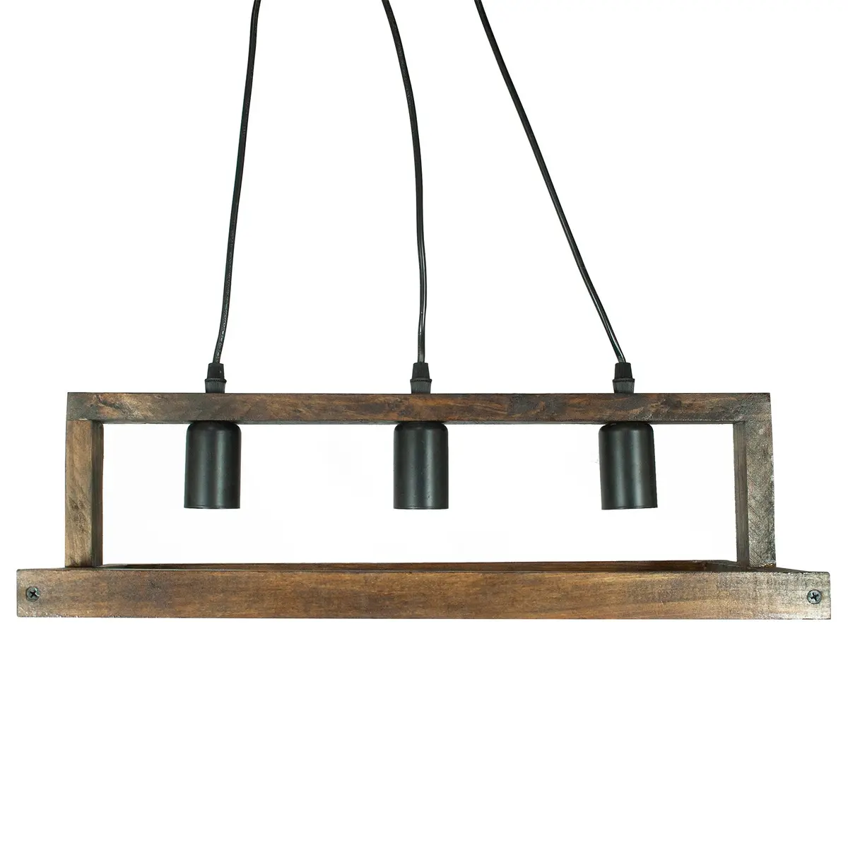Candil Eco Vintage Riel 3 Luces Madera American - La Nueva Eléctrica 1