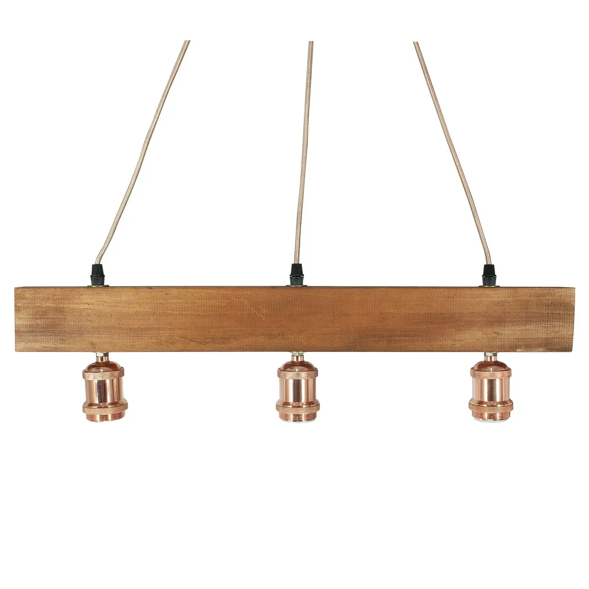 Candil Eco Vintage Riel 3 Luces Roble - La Nueva Eléctrica 1