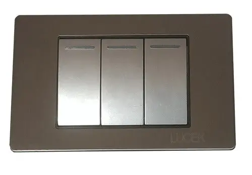 Placa Lucek Metal 3 Apagadores Sencillos Anonizado - La Nueva Eléctrica 1