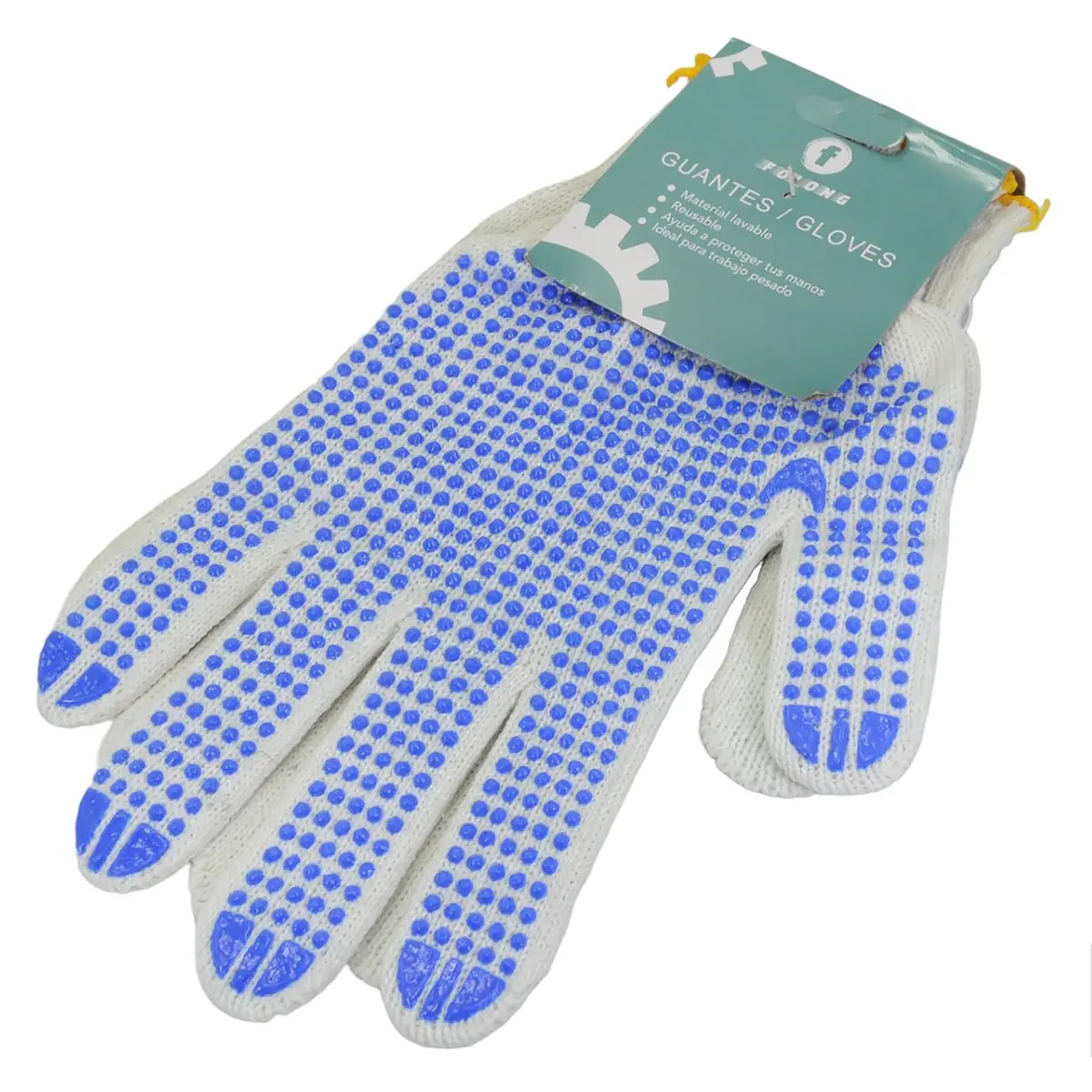 Guante Folong Blancos Con Puntos De Pvc Azul - La Nueva Eléctrica 1