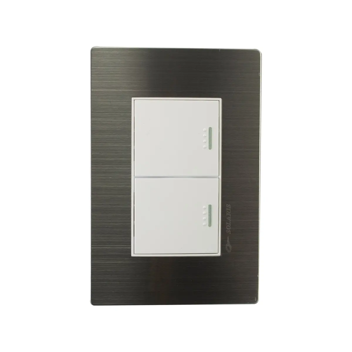 Placa Solaris Acero Inoxidable Con Base Blanca 2 Apagadores - La Nueva Eléctrica 1
