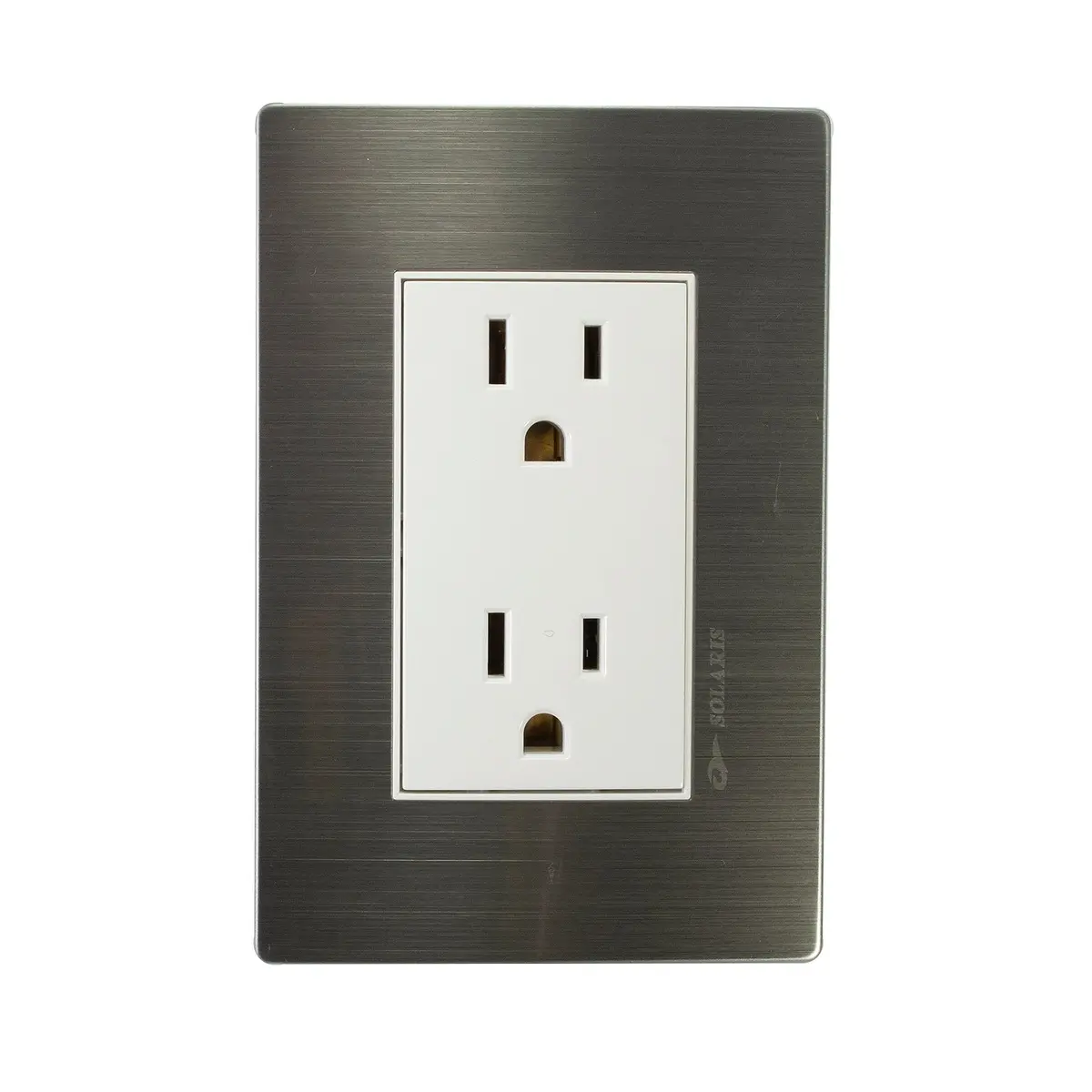 Placa Solaris Acero Inoxidable Con Base Blanca 2 Contactos - La Nueva Eléctrica 1