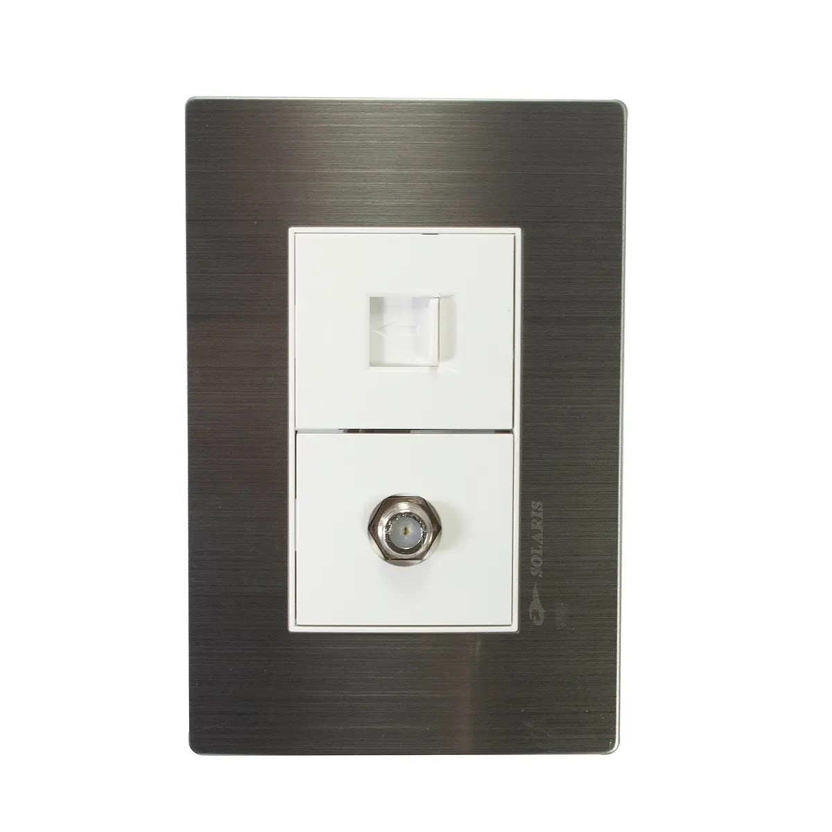 Placa Solaris Acero Inoxidable Con Base Blanca Tv Y Teléfono - La Nueva Eléctrica 1