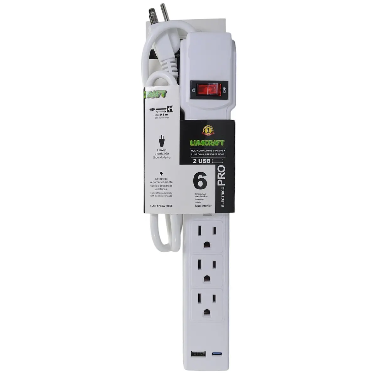 Multicontacto Lumicraft 6 Tomas Usb Y Tipo C 80 Cms - La Nueva Eléctrica 1