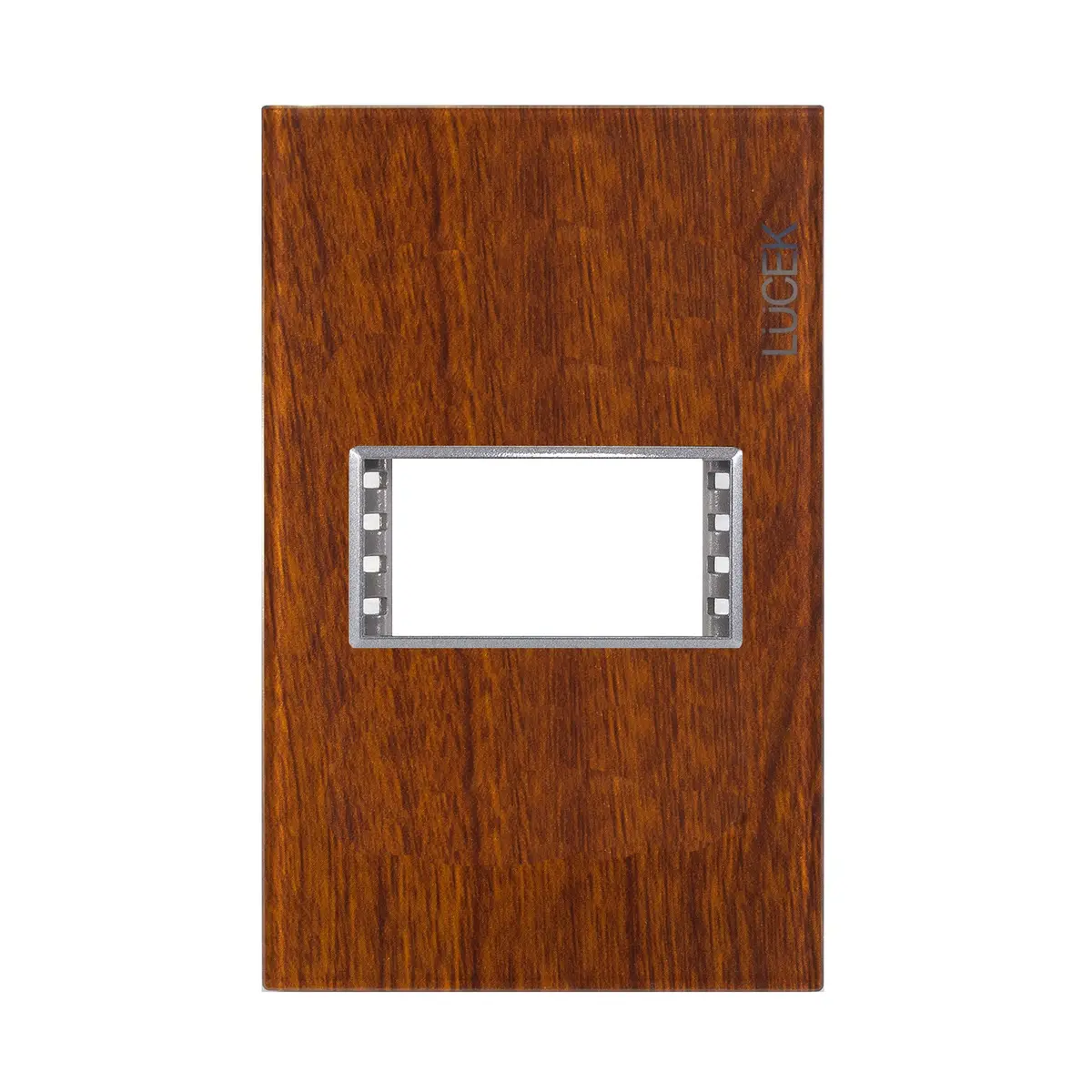 Placa Lucek Colors Metálica 1 Ventana Madera Nogal - La Nueva Eléctrica 1