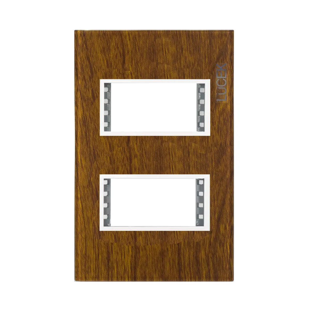 Placa Lucek Colors Metálica 2 Ventanas Madera Cerezo - La Nueva Eléctrica 1